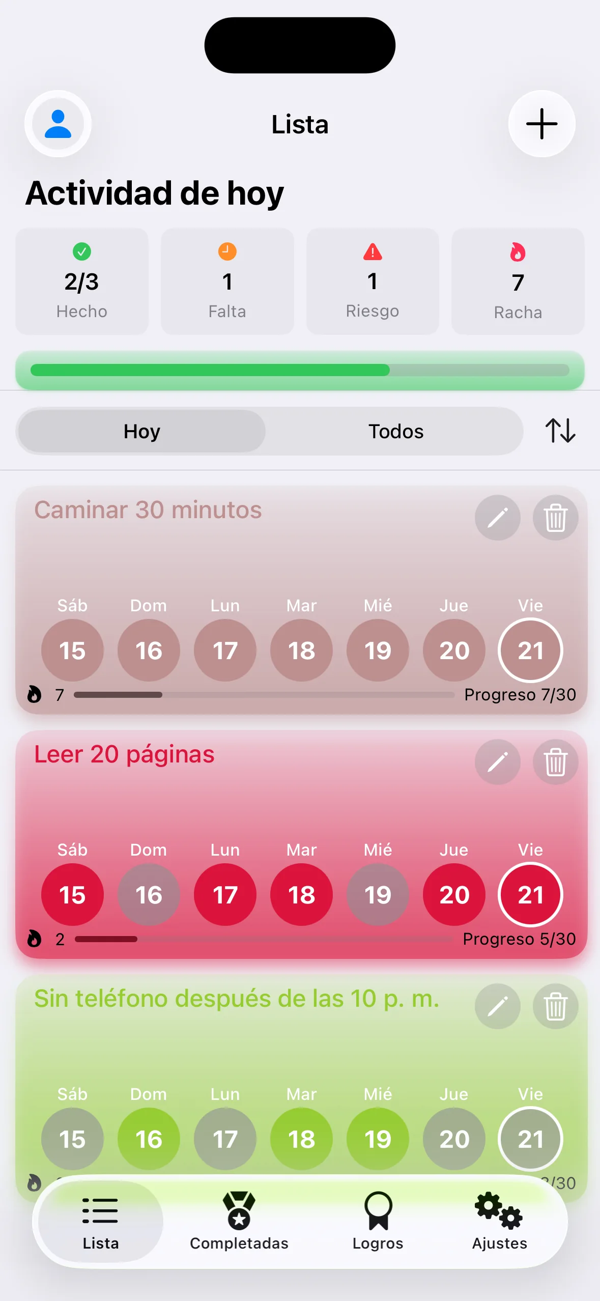 Lista. 2 de 3 completados