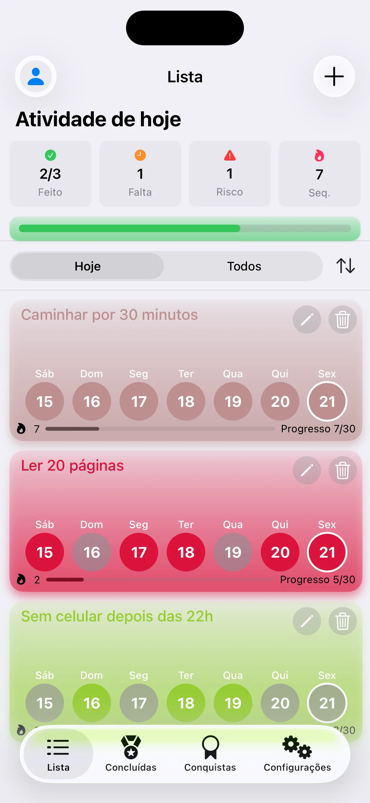 Lista. 2 de 3 concluídos